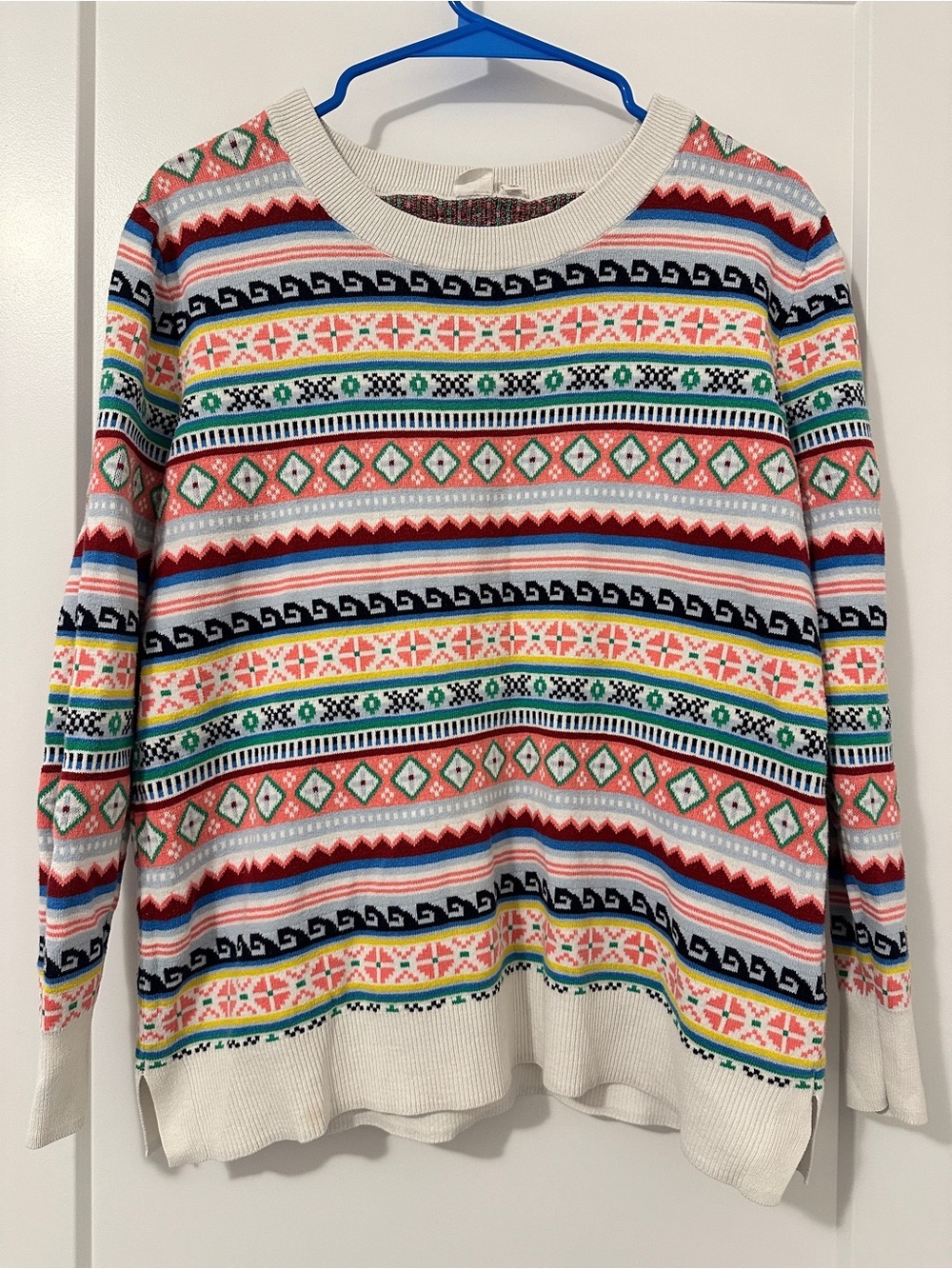 GAP Colourful Knit Horizontal Stripe Fair Isle Sweater Size Medium 100% cotton